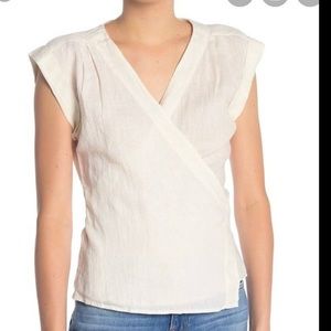 Frame denim white linen wrap top